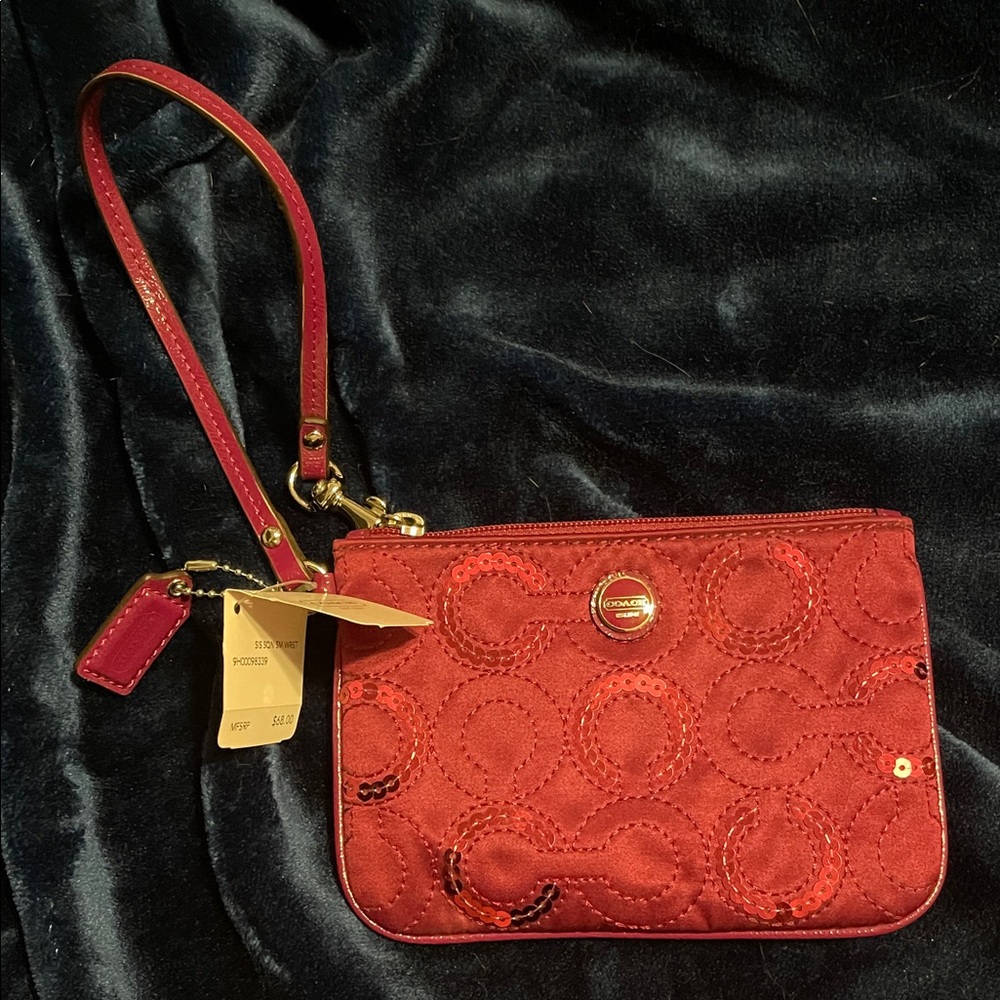 NWT Coach Quilted Red Wristlet
